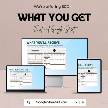 Employee Recognition Budget Planner HR Template - Google Sheets, Track Recognition Expenses, Budget Allocation, Employee Appreciation