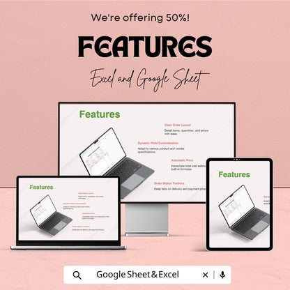 Receipt Purchase Order Sheet | Excel & Google Sheets Template | Order Management for Businesses | Purchase Order Tracking Tool