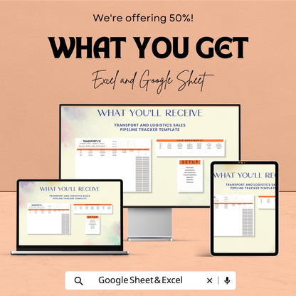 Transport & Logistics Sales Pipeline Tracker | Excel and Google Sheet CRM Template | Lead Tracker for Freight, Fleet and Trucking
