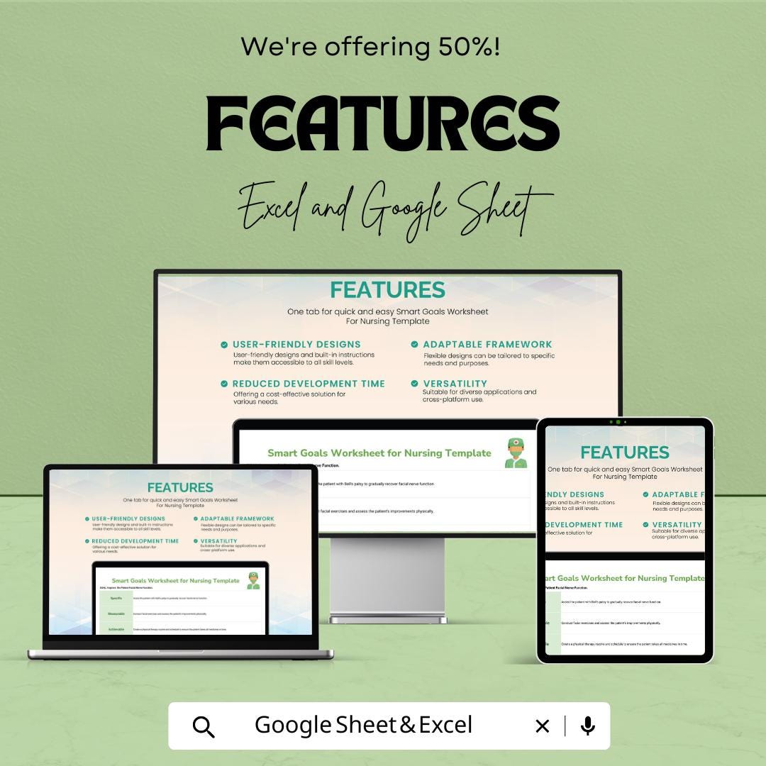 Smart Goals Worksheet for Nursing – Editable Google Sheet & Excel | Patient Care Planning Template | Nursing Goal Setting PDF