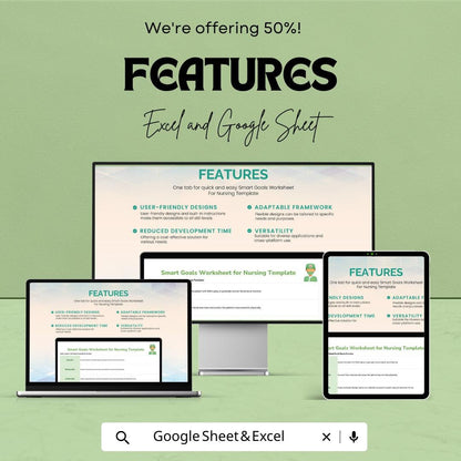 Smart Goals Worksheet for Nursing – Editable Google Sheet & Excel | Patient Care Planning Template | Nursing Goal Setting PDF
