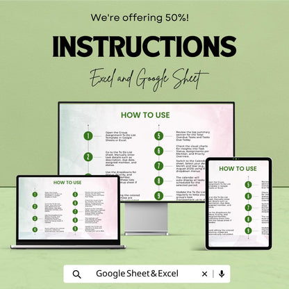 Group Assignment To Do List Template | Student Task Tracker | Group Project Planner | Assignment Organizer Spreadsheet