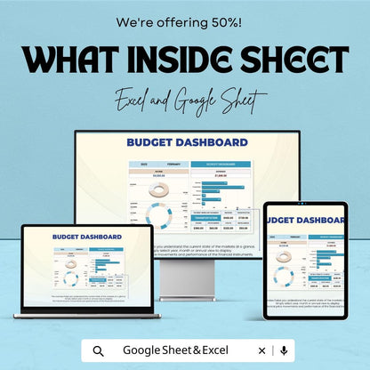 Budget Dashboard Template | Monthly Budget Planner Spreadsheet | Income and Expense Tracker | Financial Dashboard
