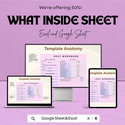 Rent Workbook Template | Excel and Google Sheets | Rental Property Tracker | Tenant Management Sheet | Lease Tracker | Editable Rent Log