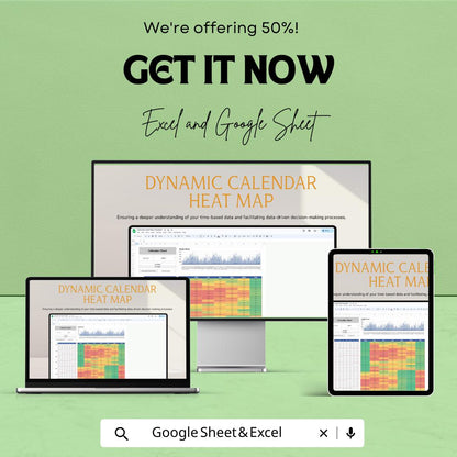 Dynamic Calendar Heat Map Sheet - Excel & Google Sheets Template for Data Analysis and Planning