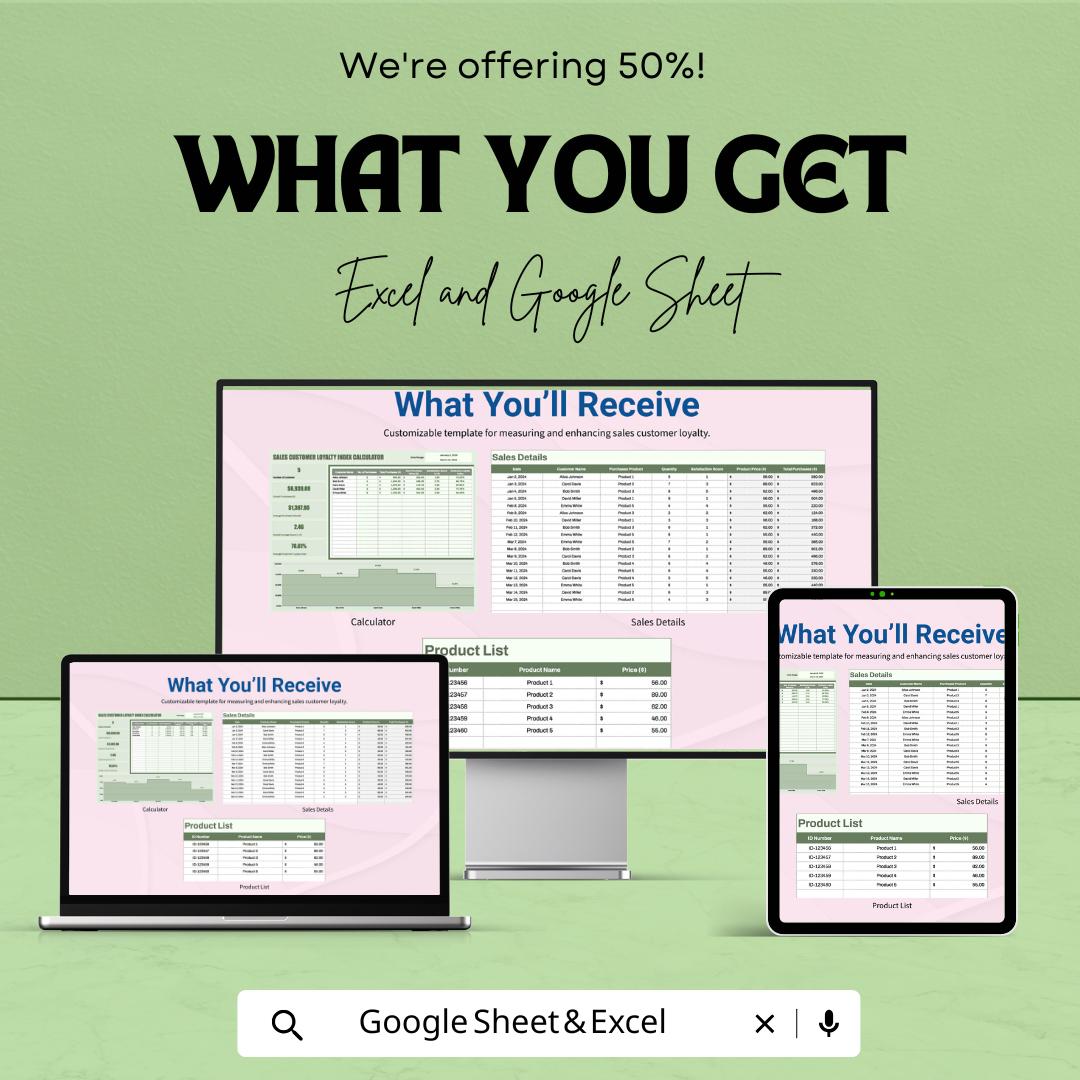 Sales Customer Loyalty Index Calculator Template | Customer Loyalty Score Tracker | Customer Retention Metric Tool