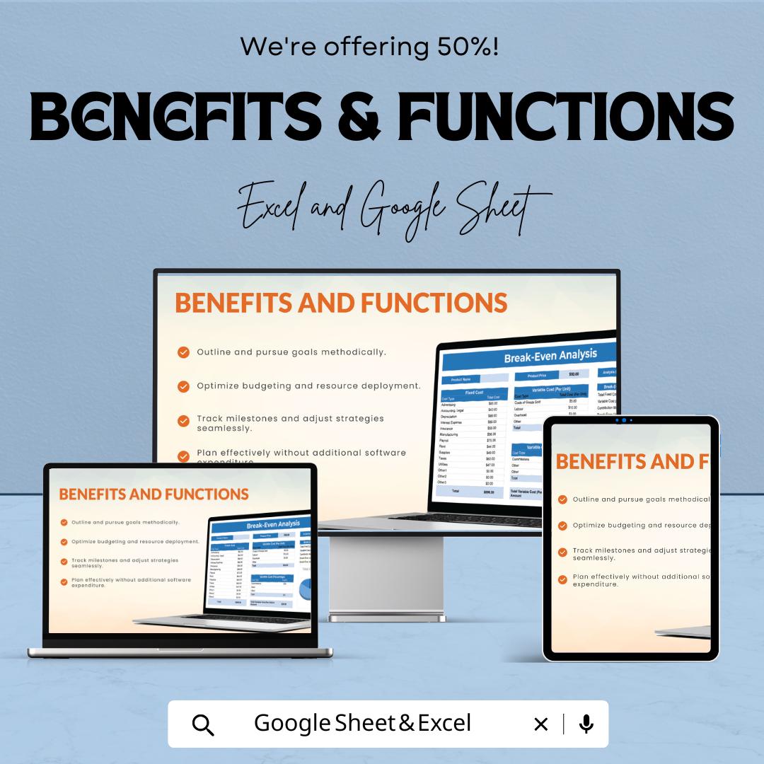 Break Even Analysis Spreadsheet Template | Break Even Calculator | Business Profit Analysis Tool | Financial Planning Spreadsheet