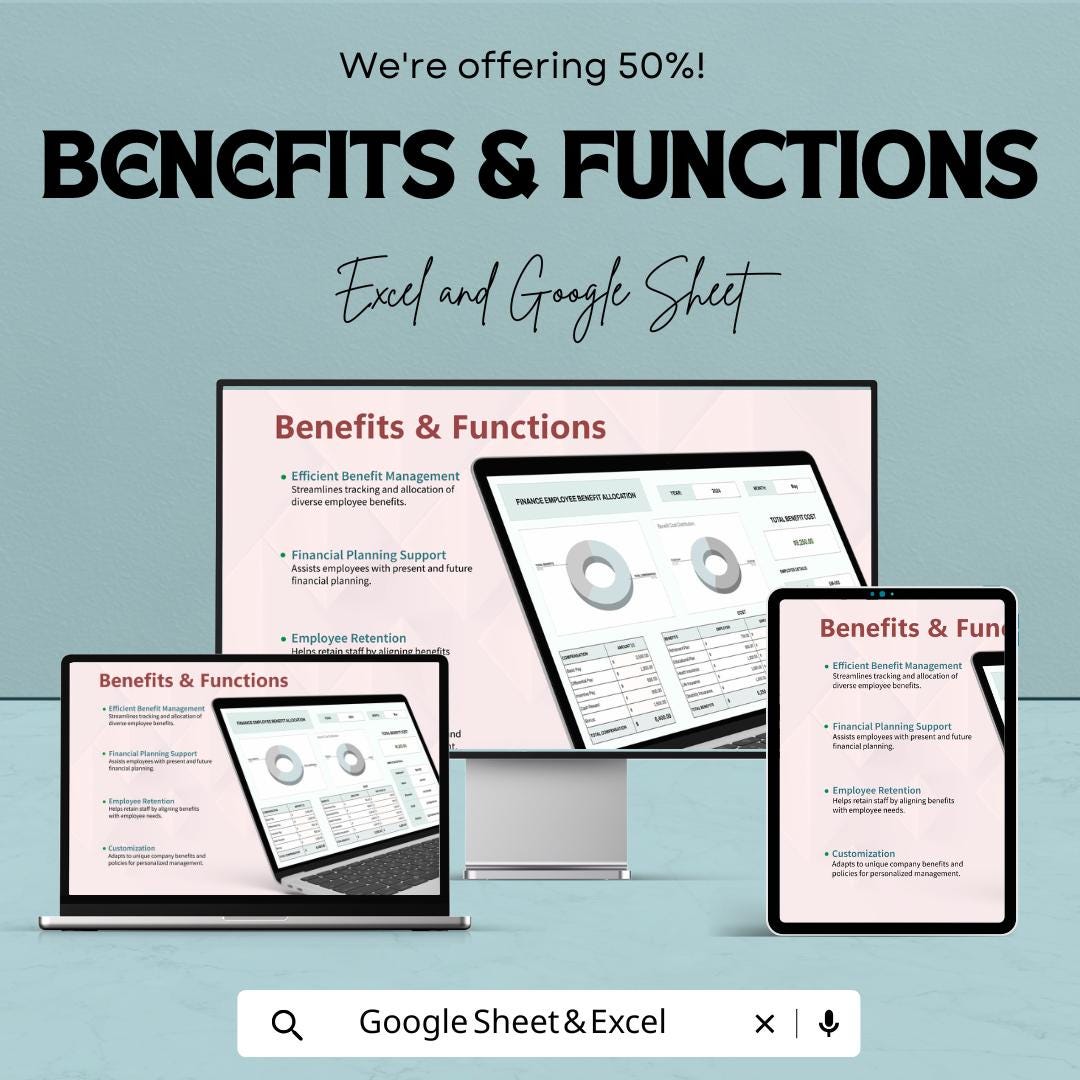 Finance Employee Benefit Allocation Template | HR Benefit Tracker | Employee Cost Allocation Spreadsheet | HR Management Tool
