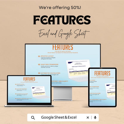 Smart Goals Template for Medical Students | Study Planner | Goal Setting Tracker | Academic Progress Template | Editable Digital Planner