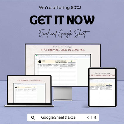 Marketing Crisis Log Template Excel | Brand Crisis Incident Tracker | PR Crisis Management Sheet | Reputation Management Log | Google Sheets