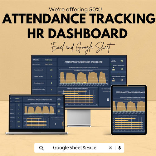 Attendance Tracking HR Dashboard | Excel and Google Sheets | Employee Attendance Management | Monthly & Annual Reports