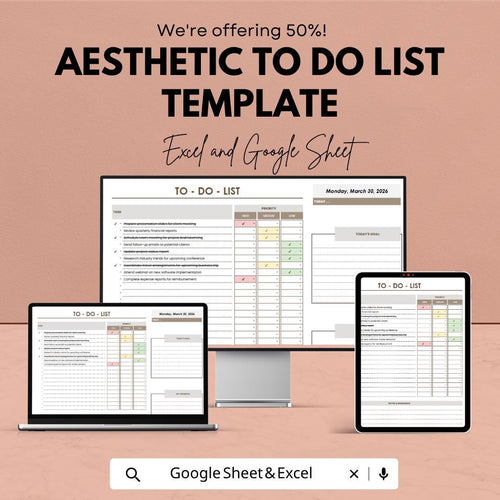 Aesthetic To-Do List & Daily Planner | Excel & Sheets