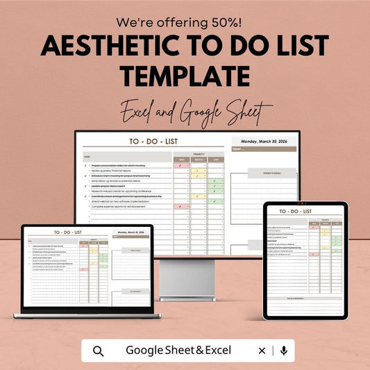 Aesthetic To-Do List & Daily Planner | Excel & Sheets
