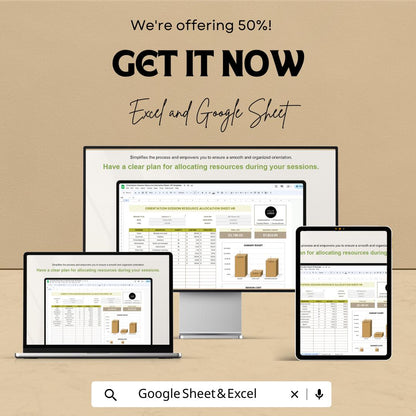 Orientation Session Resource Allocation Sheet HR Template | Onboarding Budget Planner | HR Resource Tracker | Excel & Google Sheets