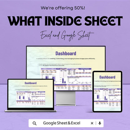 Business Budget Sheet - Excel and Google Sheet Template for Financial Planning, Income & Expense Tracker, Budgeting and Expense Analysis