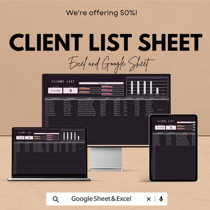 Client List Template | CRM Tracker for Leads & Contacts | Google Sheets and Excel