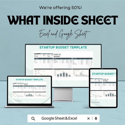 Startup Budget Sheet | Excel & Google Sheets | Startup Financial Planner | Business Budget Template | Small Business Finance Spreadsheet