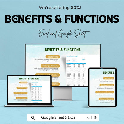 Human Resource Budget Template | HR Budget Planner Excel and Google Sheets | Employee Cost & Salary Tracker