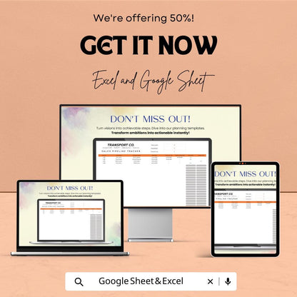 Transport & Logistics Sales Pipeline Tracker | Excel and Google Sheet CRM Template | Lead Tracker for Freight, Fleet and Trucking