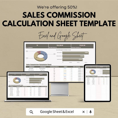 Sales Commission Calculation Template | Commission Tracker Spreadsheet | Sales Dashboard Template | Sales Performance Tracker