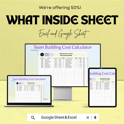 Team Building ROI Calculator | HR Excel & Google Sheet | Track Activity Costs, Measure Team Impact | Editable Workplace Budget Tool