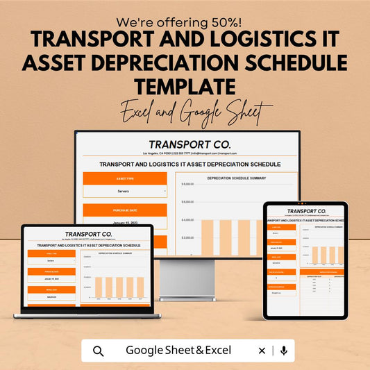 Asset Depreciation Schedule Template Excel | Transport Logistics Asset Management | Depreciation Calculator
