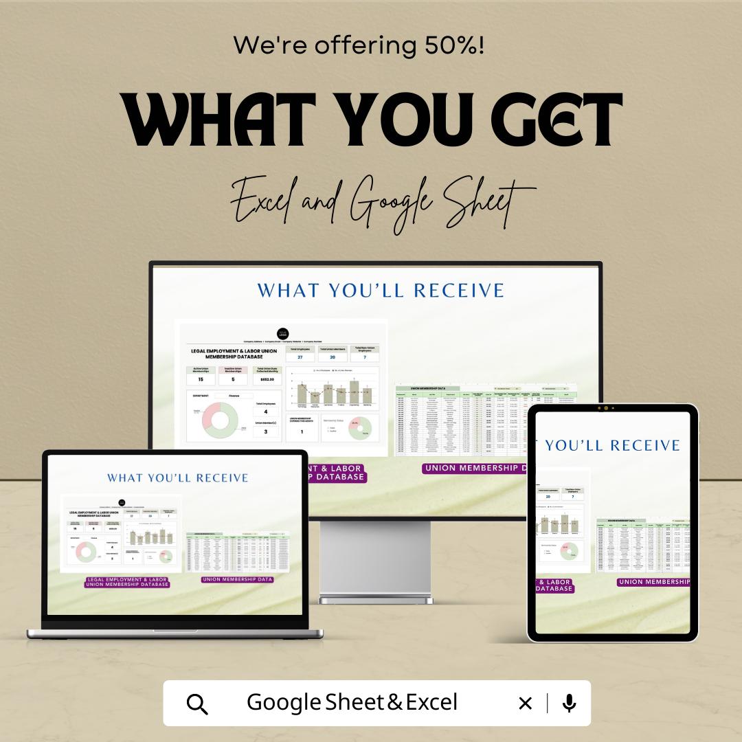 Union Membership Database, Employee Union Tracker, HR Membership Spreadsheet, Labor Union Log, Member Management Template,