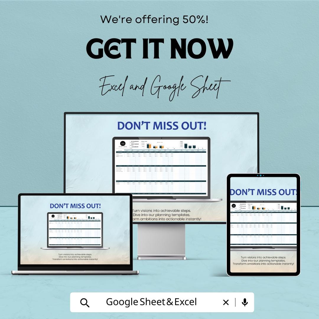 Startup Investment Analysis Template | Excel and Google Sheets | Investment Projection Spreadsheet | Startup Financial Model |