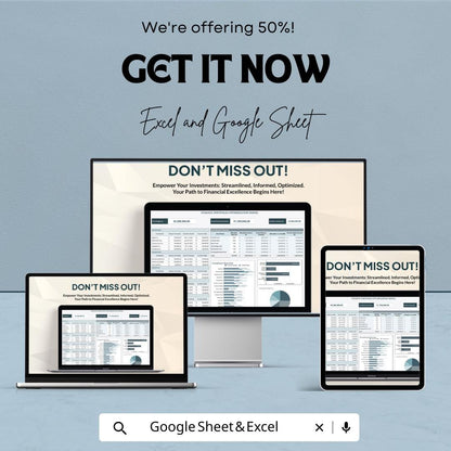 Finance Portfolio Optimization Model Template | Investment Tracker | Asset Allocation Tool | Portfolio Analysis Spreadsheet