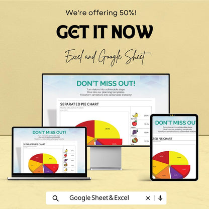 Separated Pie Chart Template | Data Visualization Excel and Google Sheets | Editable Chart Dashboard | Business Report & Analytics Tool