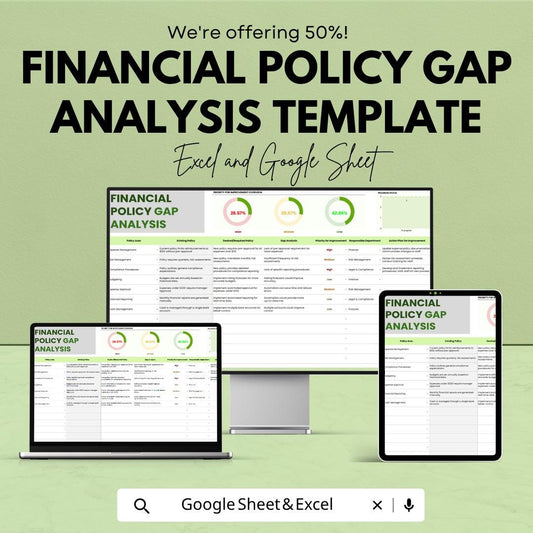 Financial Policy Gap Analysis Template | Compliance Audit Tool | Risk Assessment Spreadsheet | Policy Review Tracker