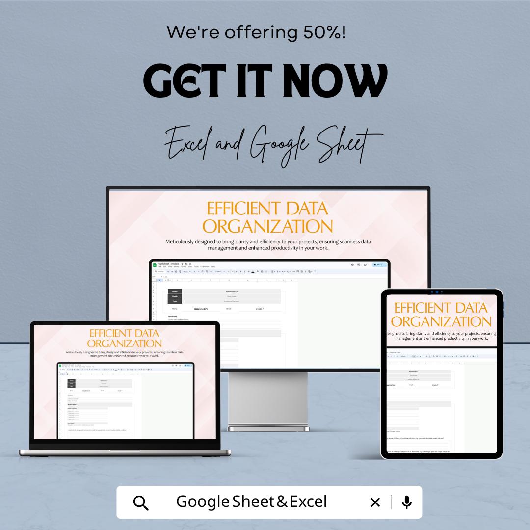 Worksheet Template | Excel & Google Sheets | Customizable | Educational Template for Students