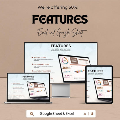 Professional Sales & Performance Chart Sheet | Customizable Pie and Data Visualization Template | Monthly and Yearly Data Tracking