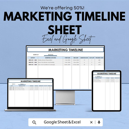 Marketing Timeline Sheet for Strategic Planning | Excel & Google Sheets Template | Marketing Campaign Planner