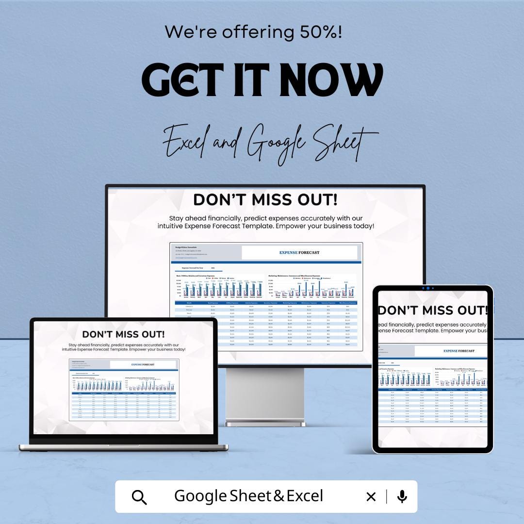 Expense Forecast Template | Business Expense Planner | Budget Forecast Spreadsheet | Excel & Google Sheets