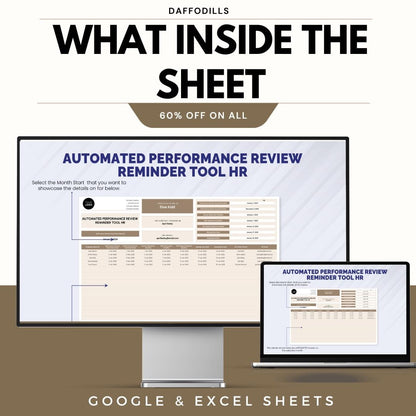 Automated Performance Review Reminder Tool HR Template | Performance Review Tracker | HR Reminder System | Google Sheets HR