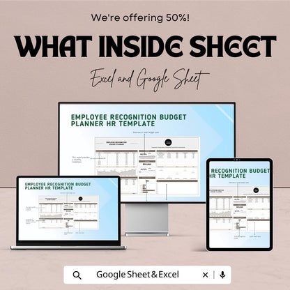 Employee Recognition Budget Planner HR Template - Google Sheets, Track Recognition Expenses, Budget Allocation, Employee Appreciation