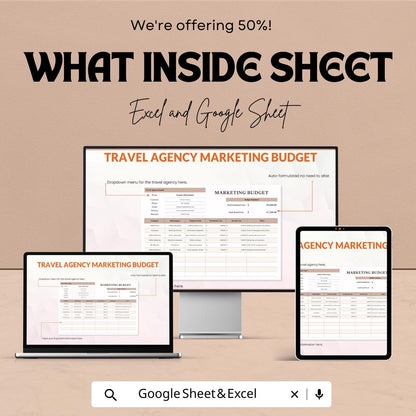 Travel Agency Marketing Budget Template | Travel Business Budget Planner | Marketing Expense Tracker | Editable Template