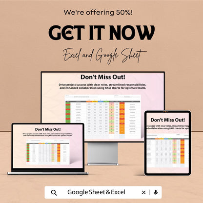 Sample RACI Chart Template | Editable RACI Matrix Example | Roles & Responsibilities Tracker | Project Management Tool