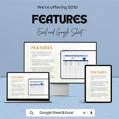 Income and Expense Tracker Template Excel Google Sheets | Budget Planner Spreadsheet | Financial Tracker | Expense Tracker | Digital Budget