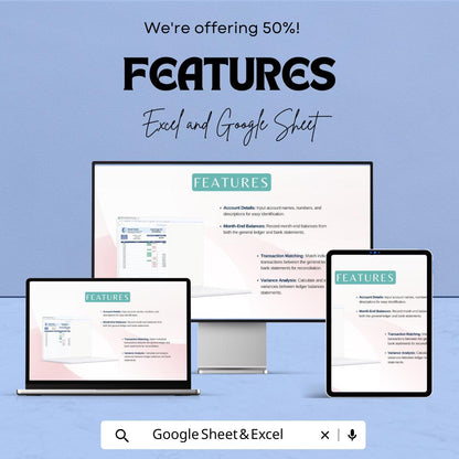 General Ledger (GL) Reconciliation Template | Excel & Google Sheets | Financial Statement Reconciliation Tool | Accounting Spreadsheet