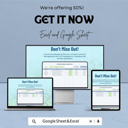 Housekeeping Inventory Sheet | Excel & Google Sheet Template for Efficient Housekeeping Management | 50% Off Now
