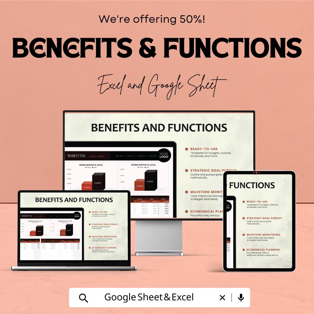 Startup Marketing Budget Planner Sheet – Excel and Google Sheets | Marketing Budget Tracker | Expense Management & Financial Planning
