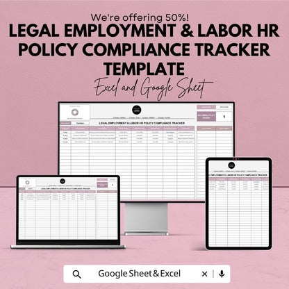 Legal Employment & Labor HR Policy Compliance Tracker | HR Policy Register Excel Template | HR Compliance Tracker
