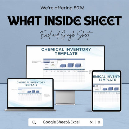 Chemical Inventory Template | Laboratory Chemical Log Sheet | Stock In Out Tracker | Excel & Google Sheets