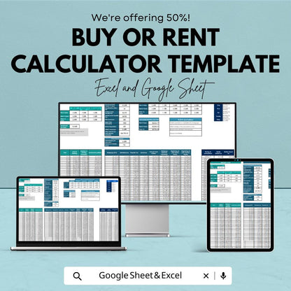 Buy or Rent Calculator Template | Real Estate Cost Comparison Tool | Housing Decision Spreadsheet | Property Analysis Template
