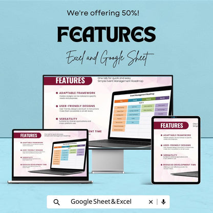 Simple Event Management Roadmap Sheet | Excel and Google Sheets Template | Event Planning & Task Management