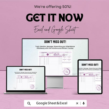 Attendance Tracker Excel Template | Employee Attendance Sheet | Staff Attendance Tracker | Google Sheets Attendance Log