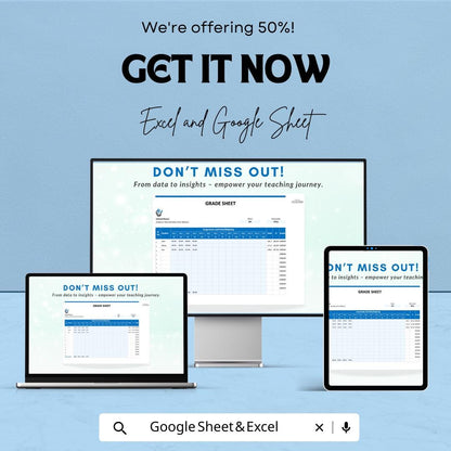 Grade Sheet Template | Teacher Grade Tracker | Student Performance Record | Editable Digital Download
