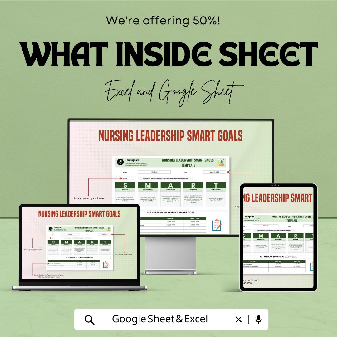 Nursing SMART Goals Template | Nursing Leadership Goal Planner | Nurse Professional Development Tracker | SMART Goal Worksheet